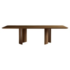 Walnut wood dining table with metal trims by Tatjana von Stein, France