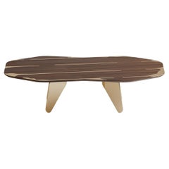 walnut wood dining table with stainless steel legs - Wonatti