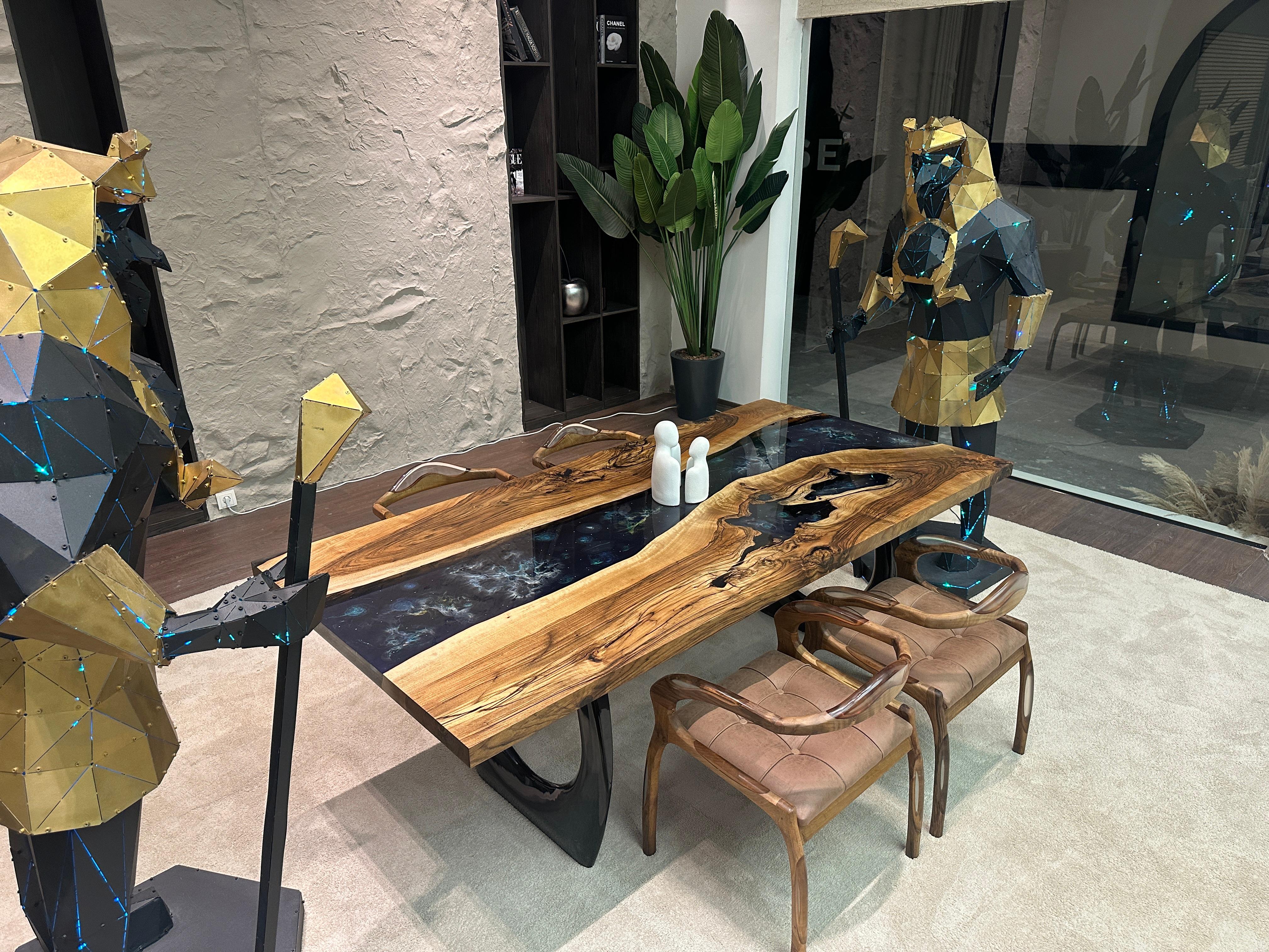Walnut Wood Epoxy River Custom Table For Sale 3