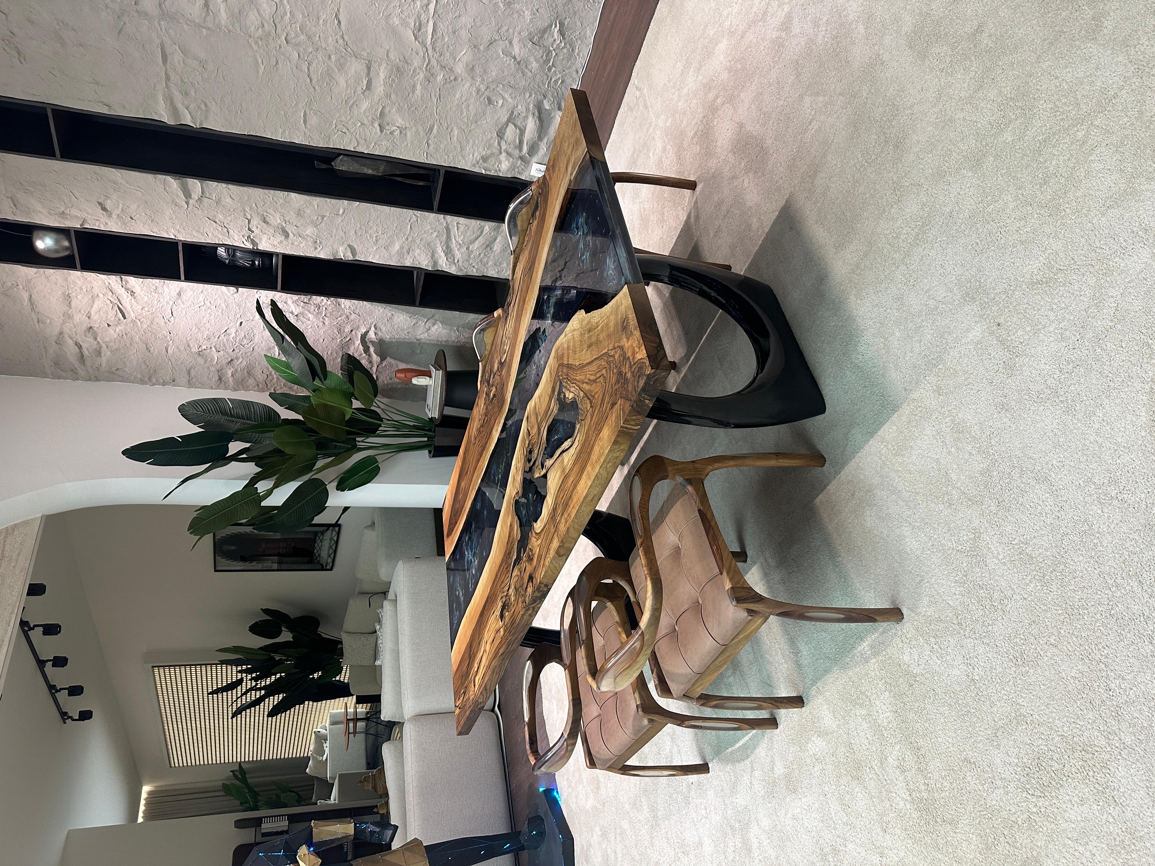 Turkish Walnut Wood Epoxy River Custom Table For Sale