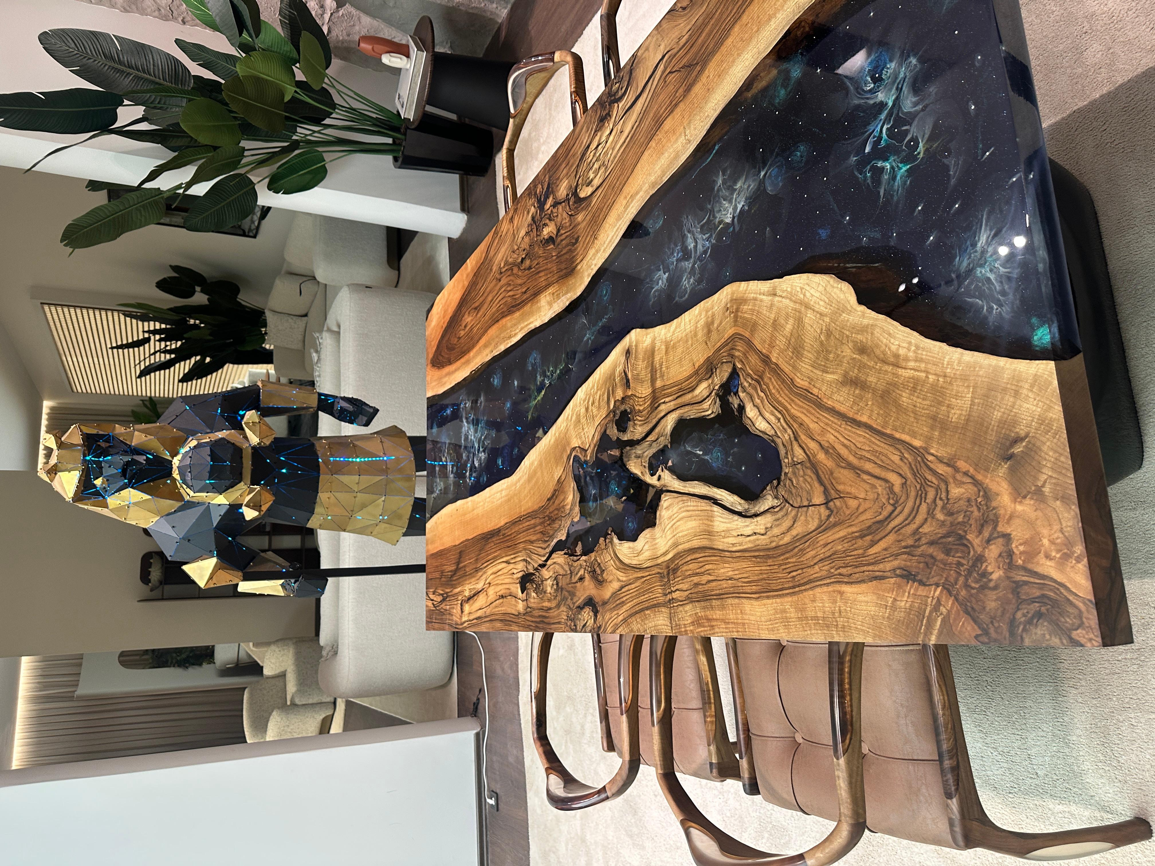 Walnut Wood Epoxy River Custom Table For Sale 1