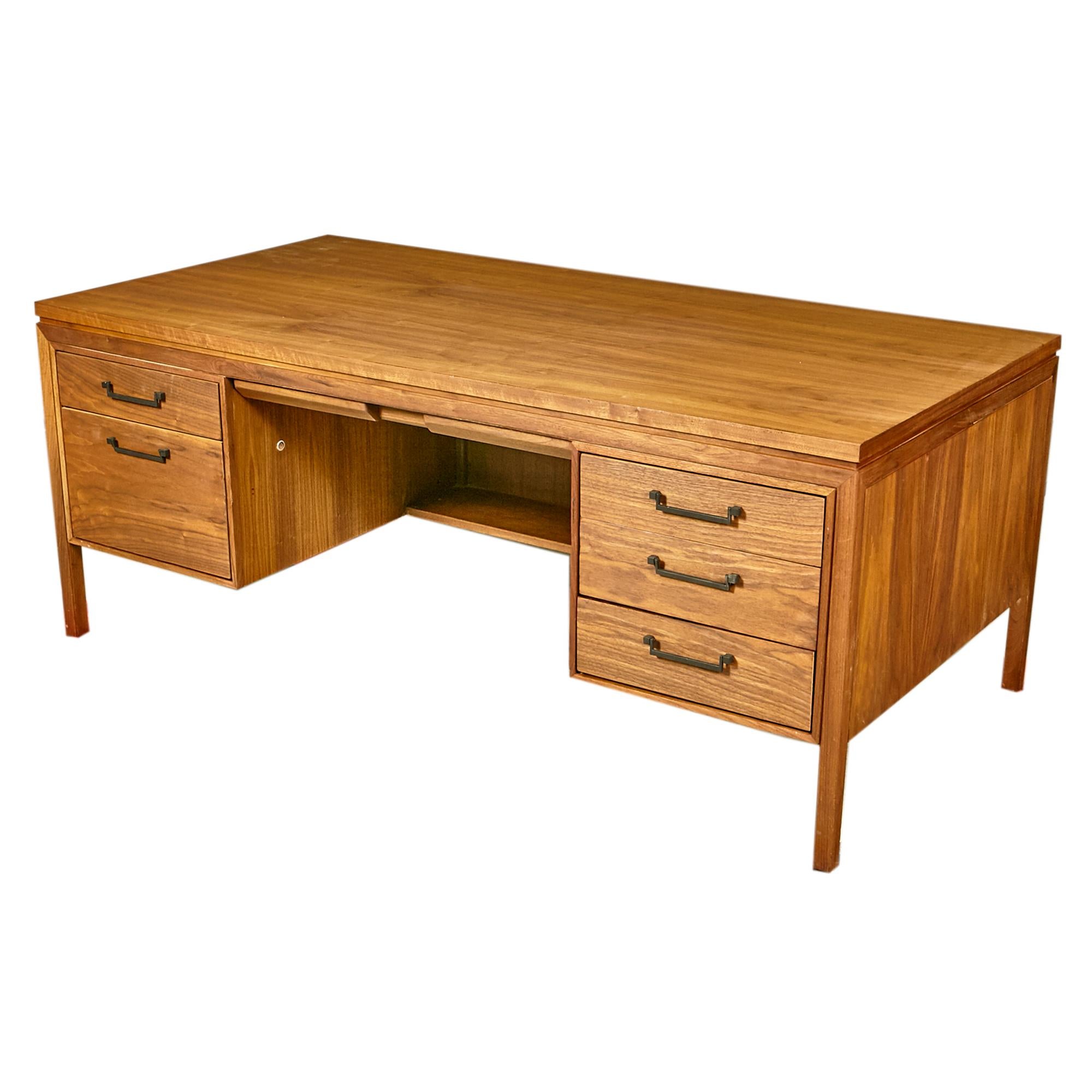 American Walnut Wood Executive Desk, 1960s