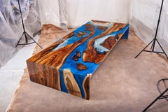 Grande table basse en bois de noyer Modernity Contemporary Epoxy Resin Coffee Tables