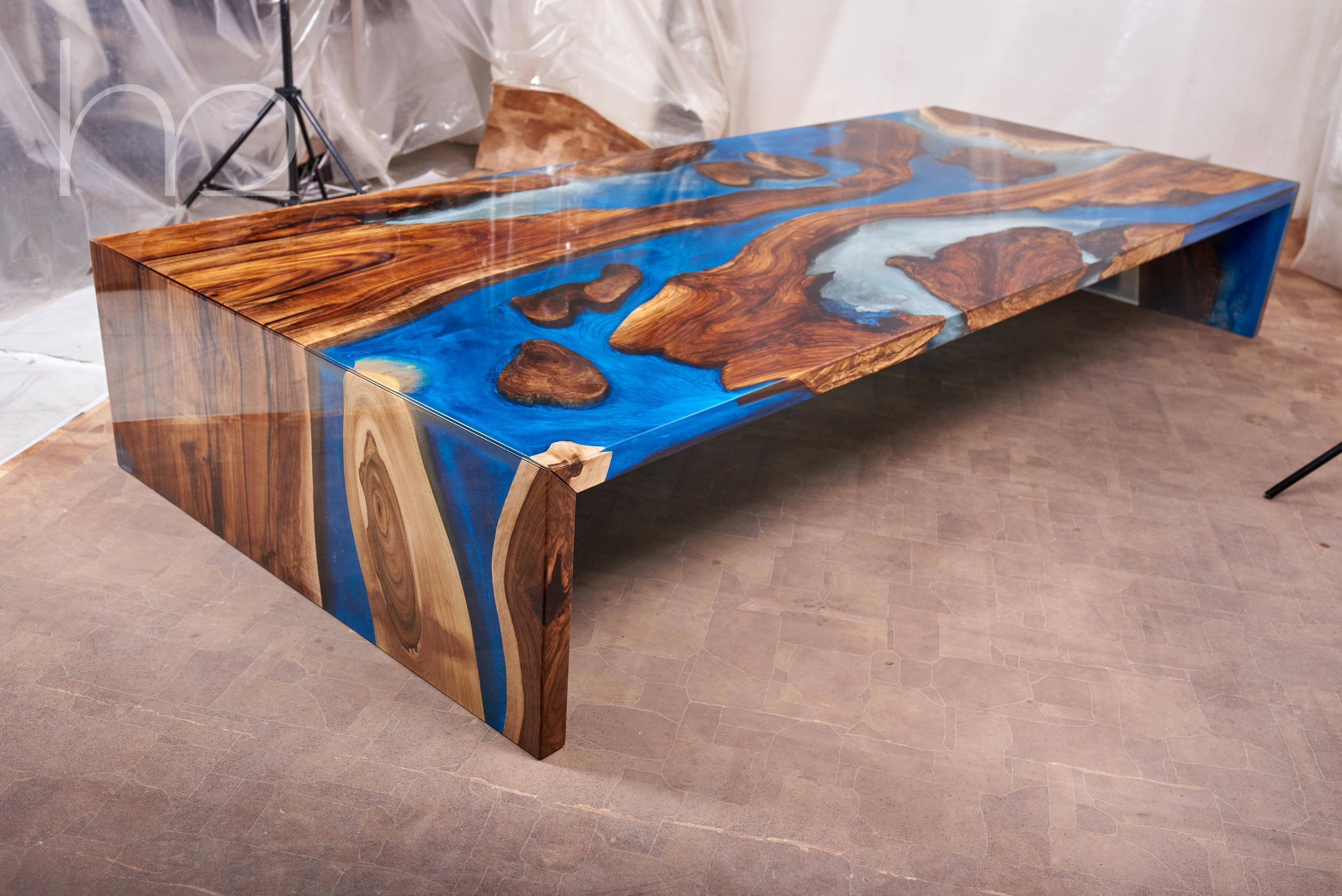 wood and epoxy coffee table