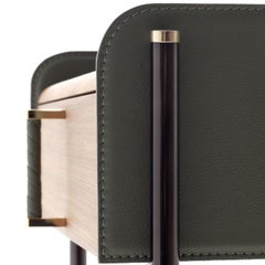 Walnut Wood, Leather, Gold Details, Benny Nightstand Luxury