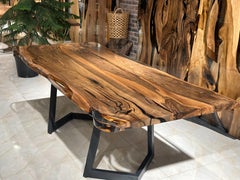 Walnut Clear Epoxy Dining Table - Black Walnut Farmhouse Wooden Table