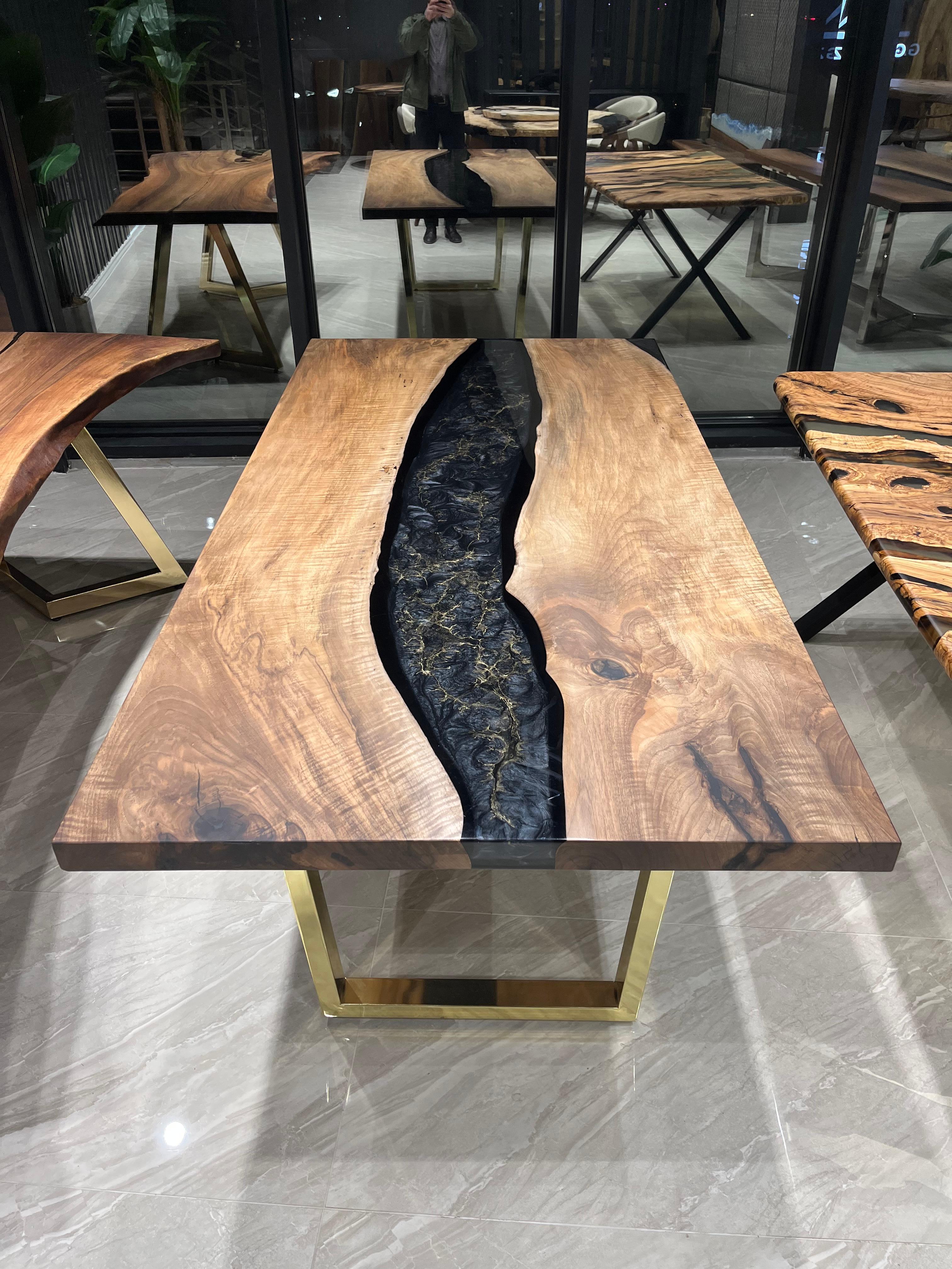 Arts and Crafts Walnut Wood River Dining Table For Sale
