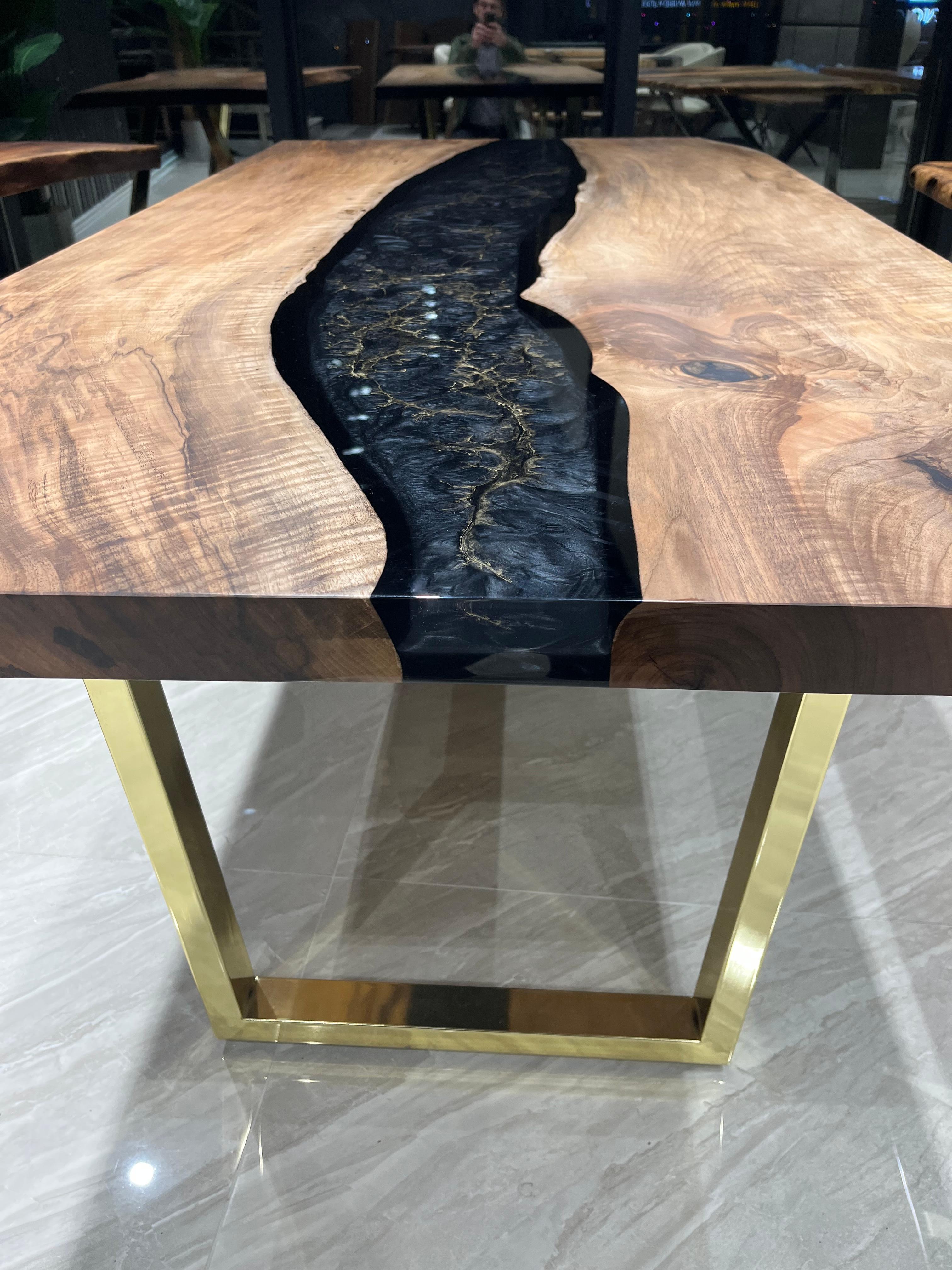 Contemporary Walnut Wood River Dining Table For Sale