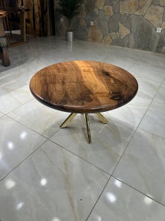 Walnut Wood Round Coffee Table - Round Center Table