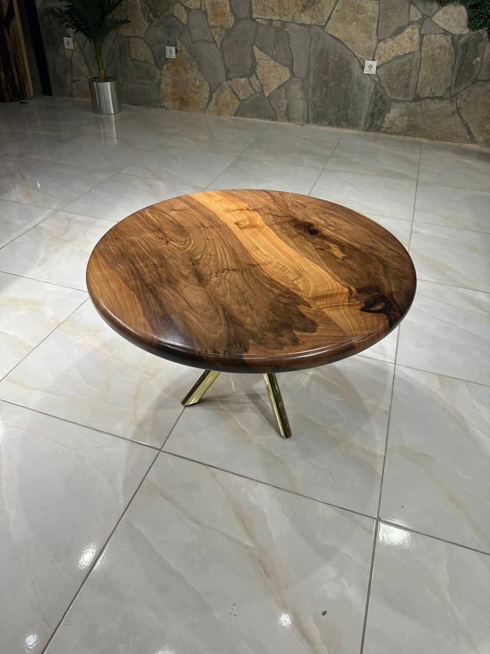 Turco Tavolino rotondo in Wood Wood - Tavolino rotondo da centro tavola in vendita