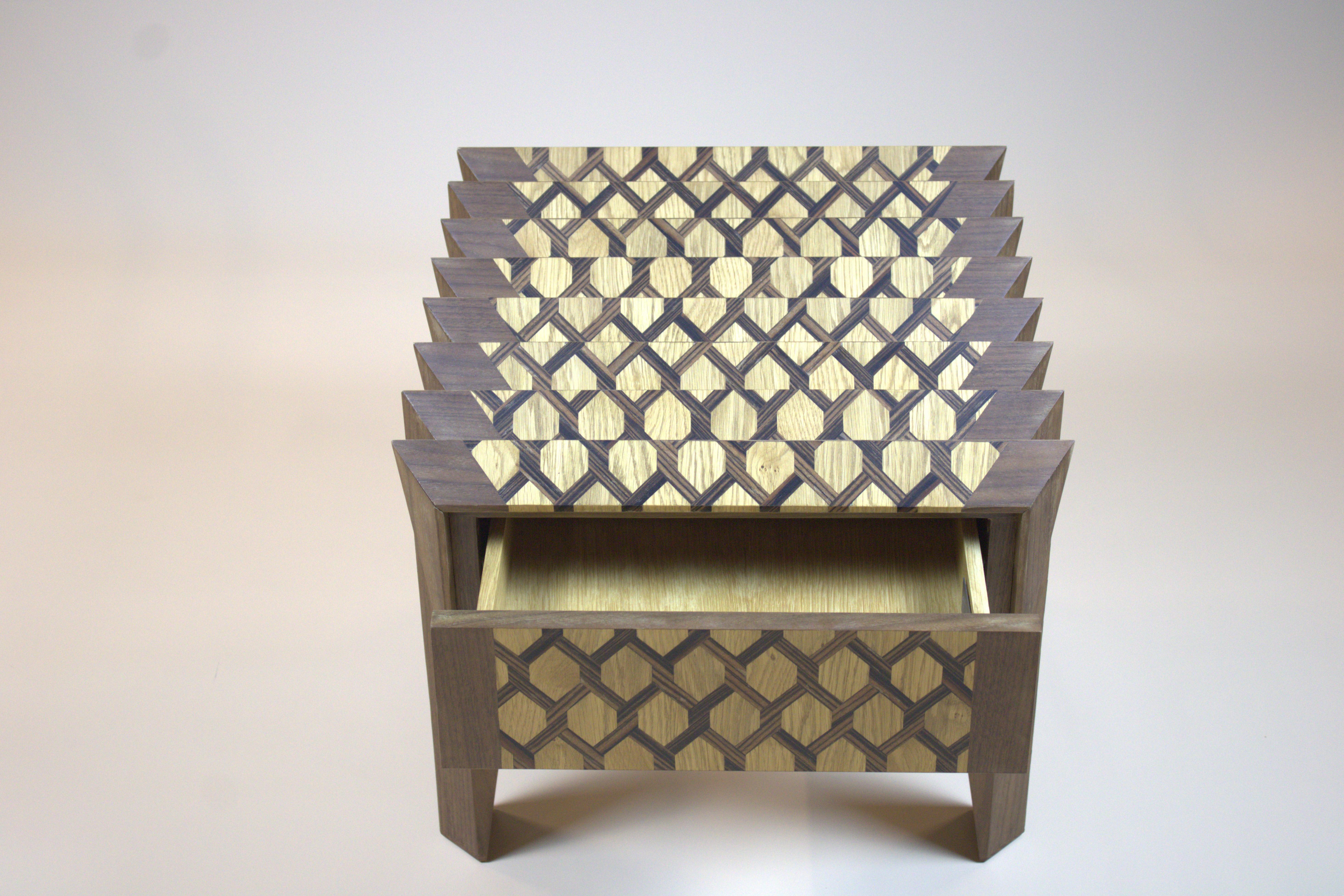 Marquetry Walnut Wood Side Table The Netherlands By Sordile For Sale