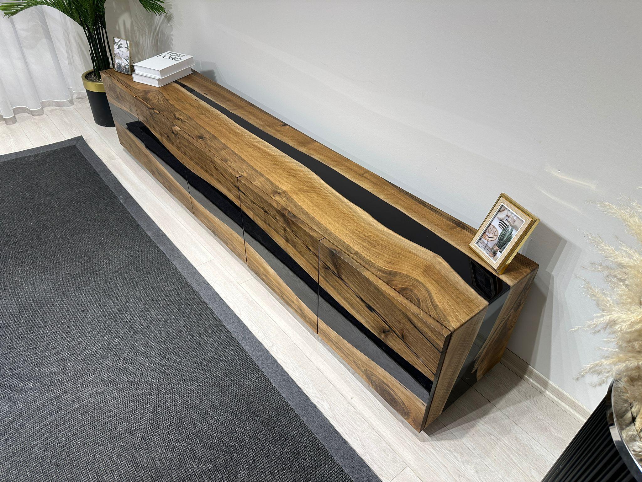 Aparador Epoxi Nogal - Aparador de Lujo en Resina Epoxi - Armario de Madera a Medida Turco en venta