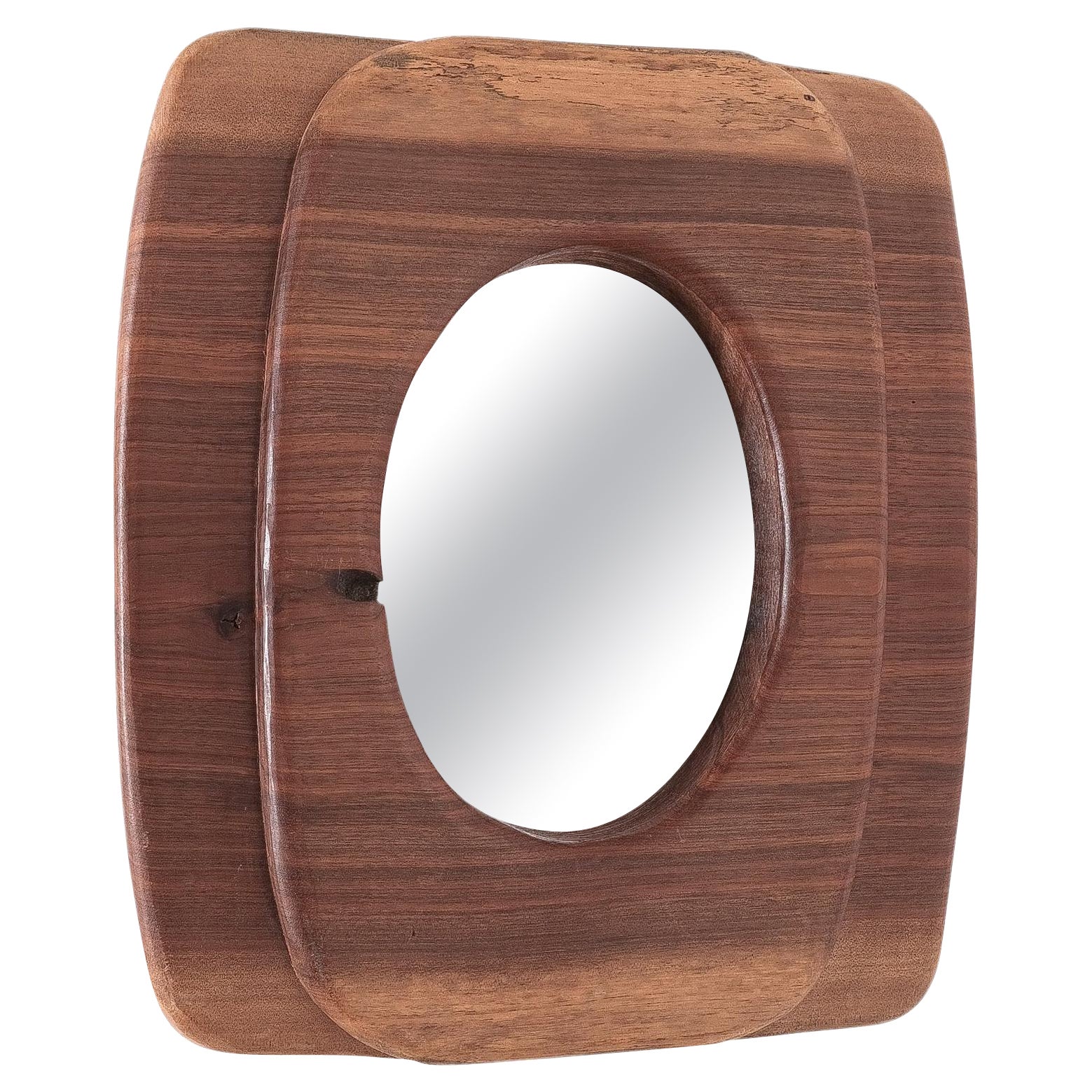Walnut Wood Wall Mirror, Mid-Century, France