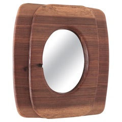 Walnut Wood Wall Mirror, Mid-Century, France