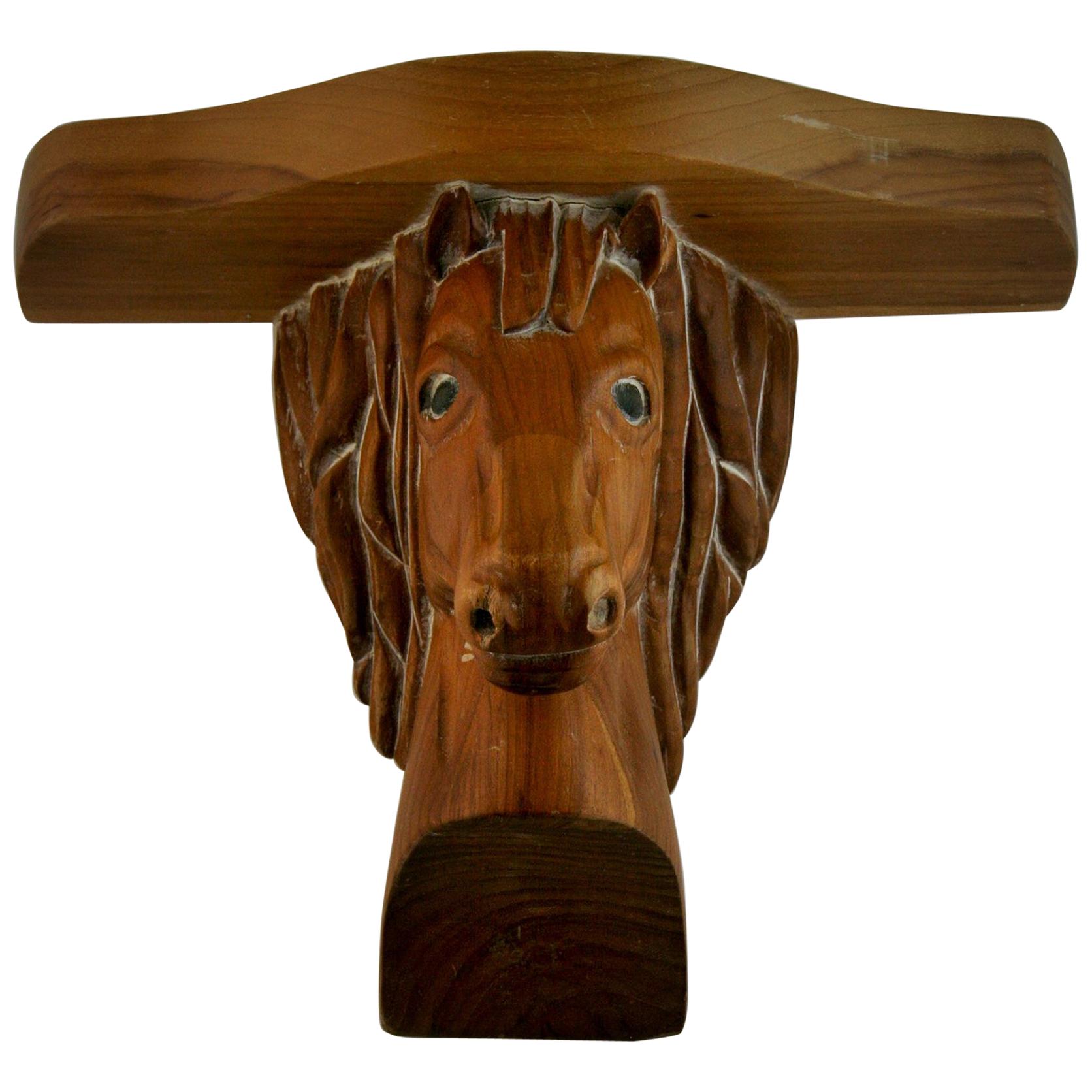 8-248 hand carved horse wood shelf or bracket shelf size 15 x 6.25 inches.