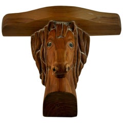 Western Walnut Wood Carved Horse Shelf or Bracket