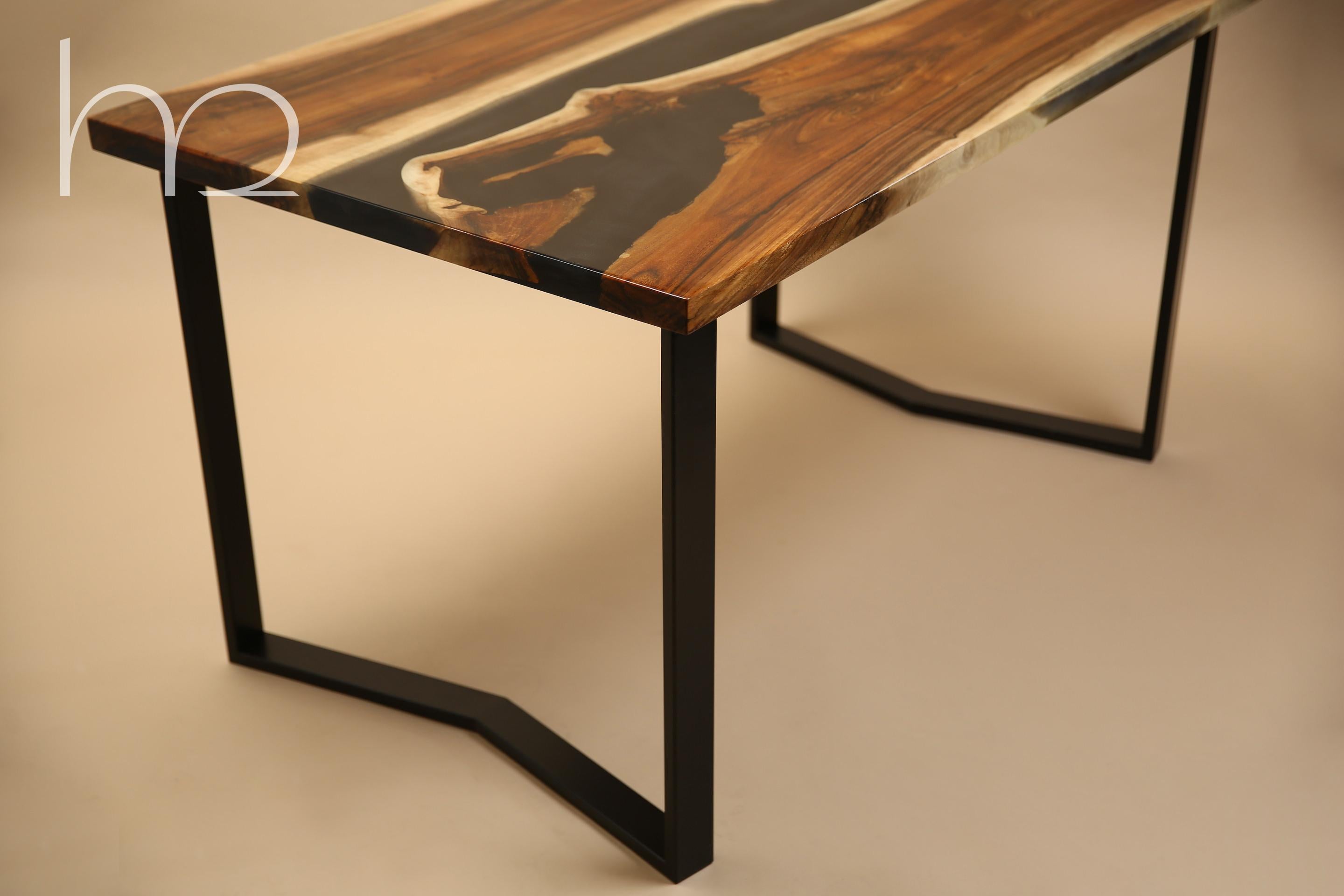 Steel Walnut Wood Writing Desk Handmade Executive Desk Contemporary French Luxury Desk For Sale