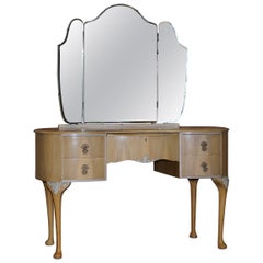 Walnut Works circa 1940's Light Walnut Dressing Table Part of Large Suite