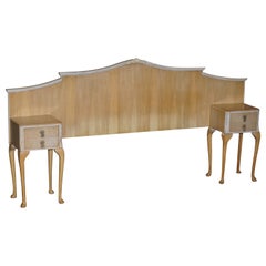 Walnut Works circa 1940s Light Walnut Headboard Bedside Tables Part Large Suite