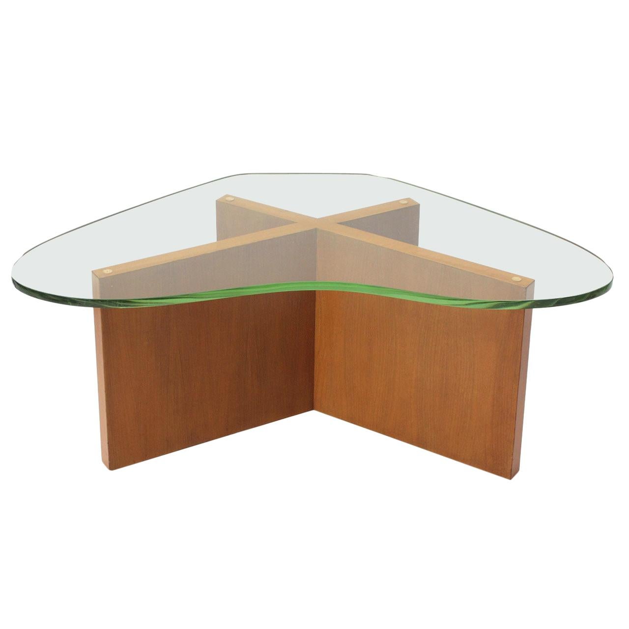 Niedriger Tisch aus Nussbaumholz mit X-Fuß