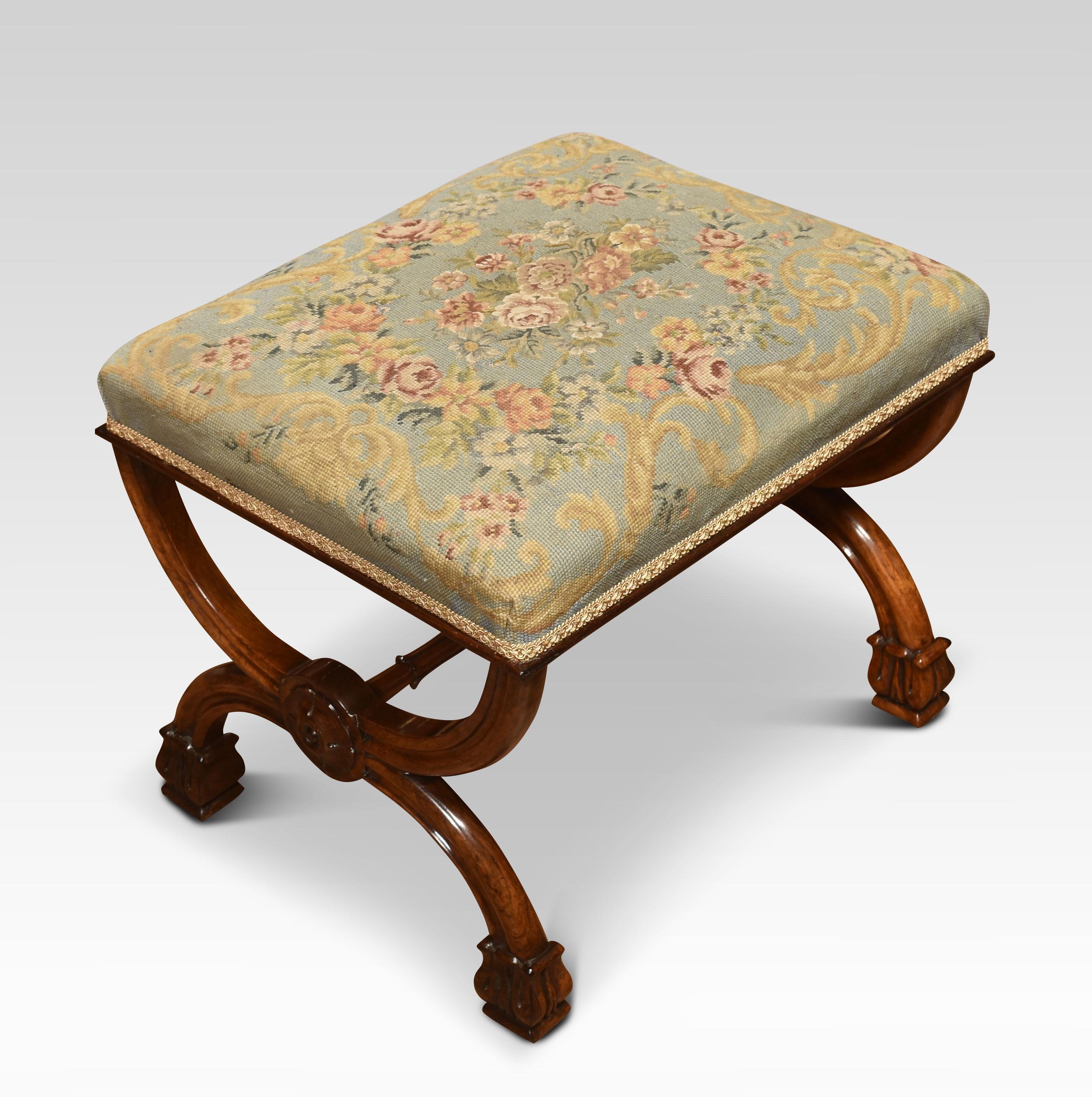 19th Century Walnut X-frame stool
