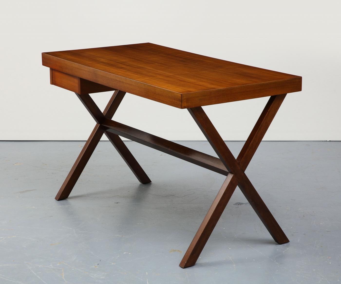 Modern Walnut X-Leg Desk, 20th Century For Sale