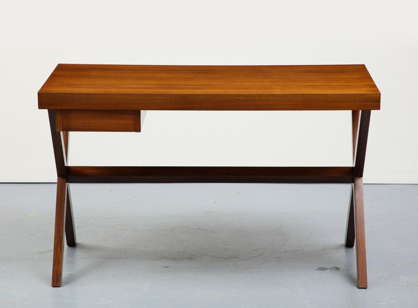 Italian Walnut X-Leg Desk, 20th Century For Sale