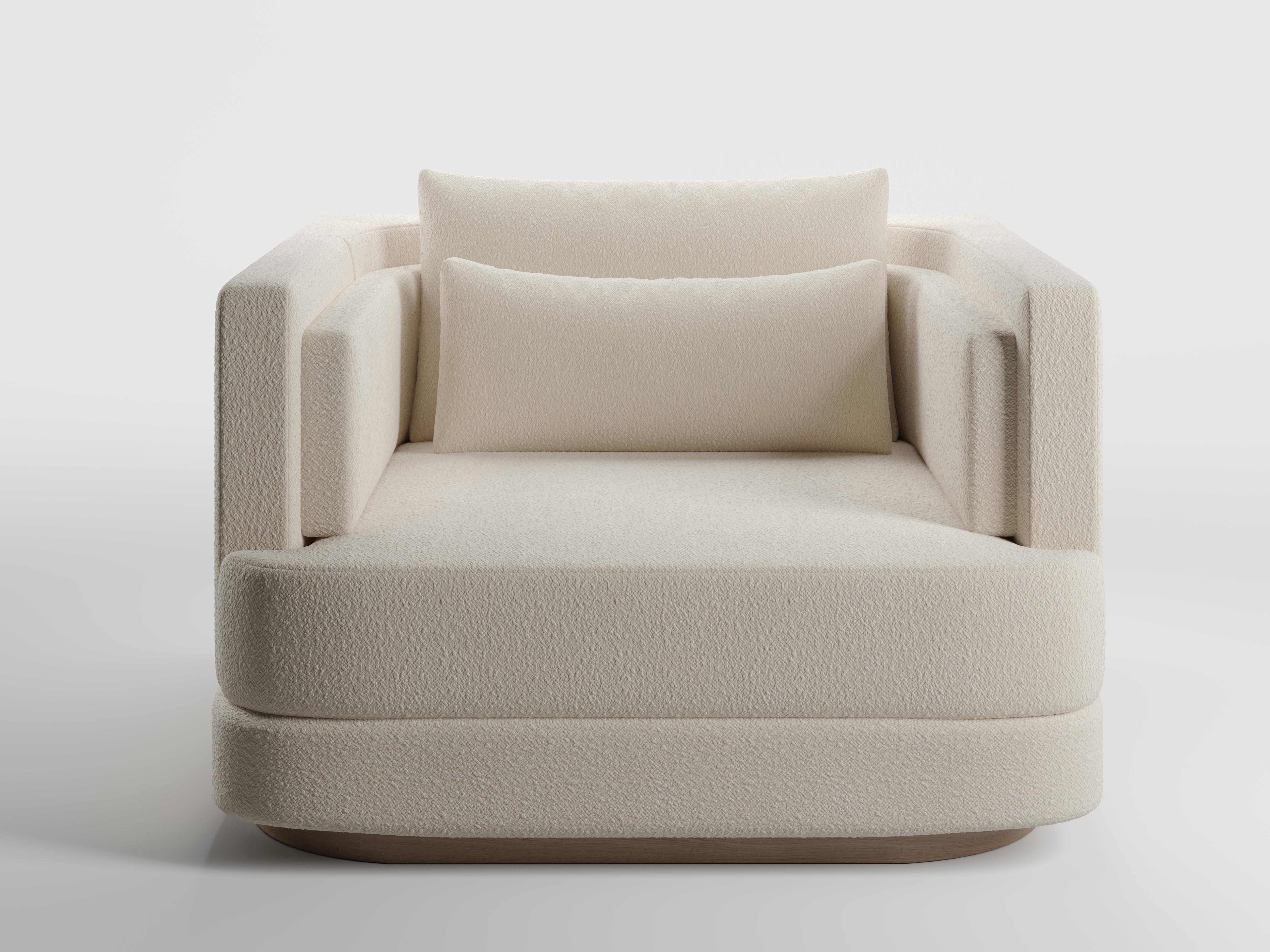 Walnut Yvy Armchair by KY ARCHITECTURE
Dimensions: W 120 x D 110 x H 75 cm
Materials: Natural Wood Base Walnut or Black.
Available Finishes : Dedar and Pierre Frey fabrics.

Kelly Boukobza is the founder of KY Architecture.
Passionate about
