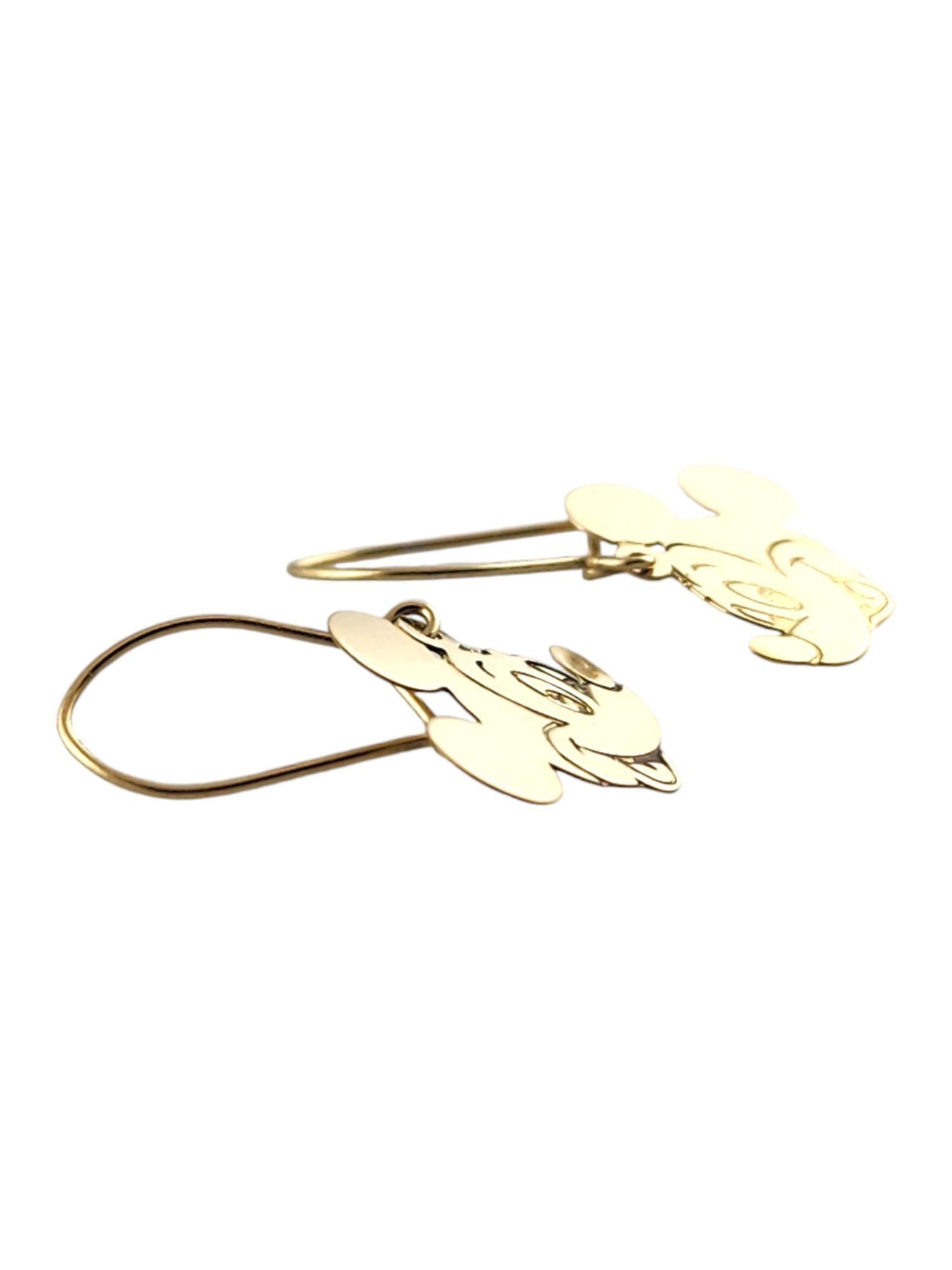 Walt Disney 14 Karat Yellow Gold Mickey Mouse Dangle Earrings #18999 In Good Condition In Washington Depot, CT