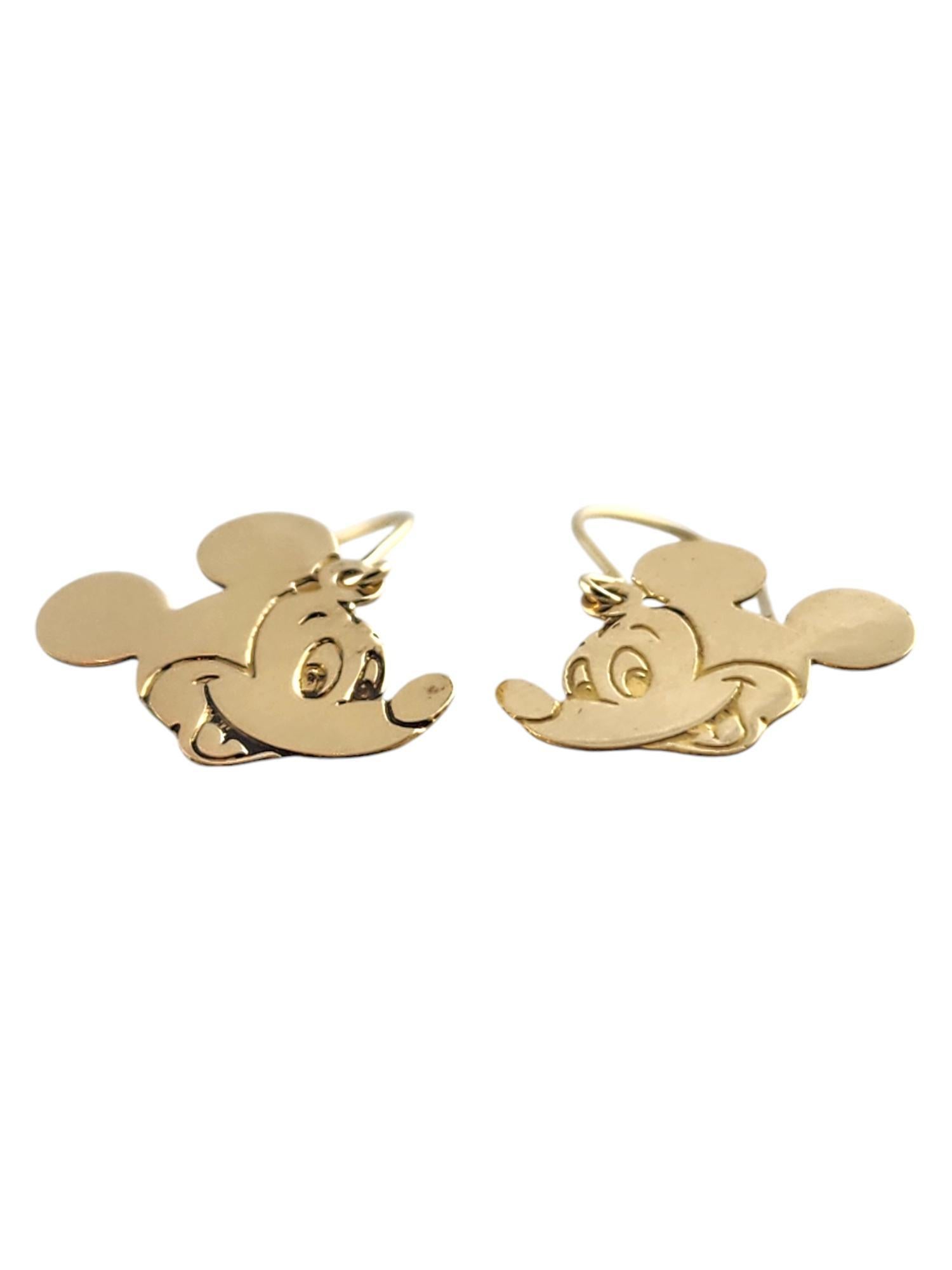Women's Walt Disney 14 Karat Yellow Gold Mickey Mouse Dangle Earrings #18999