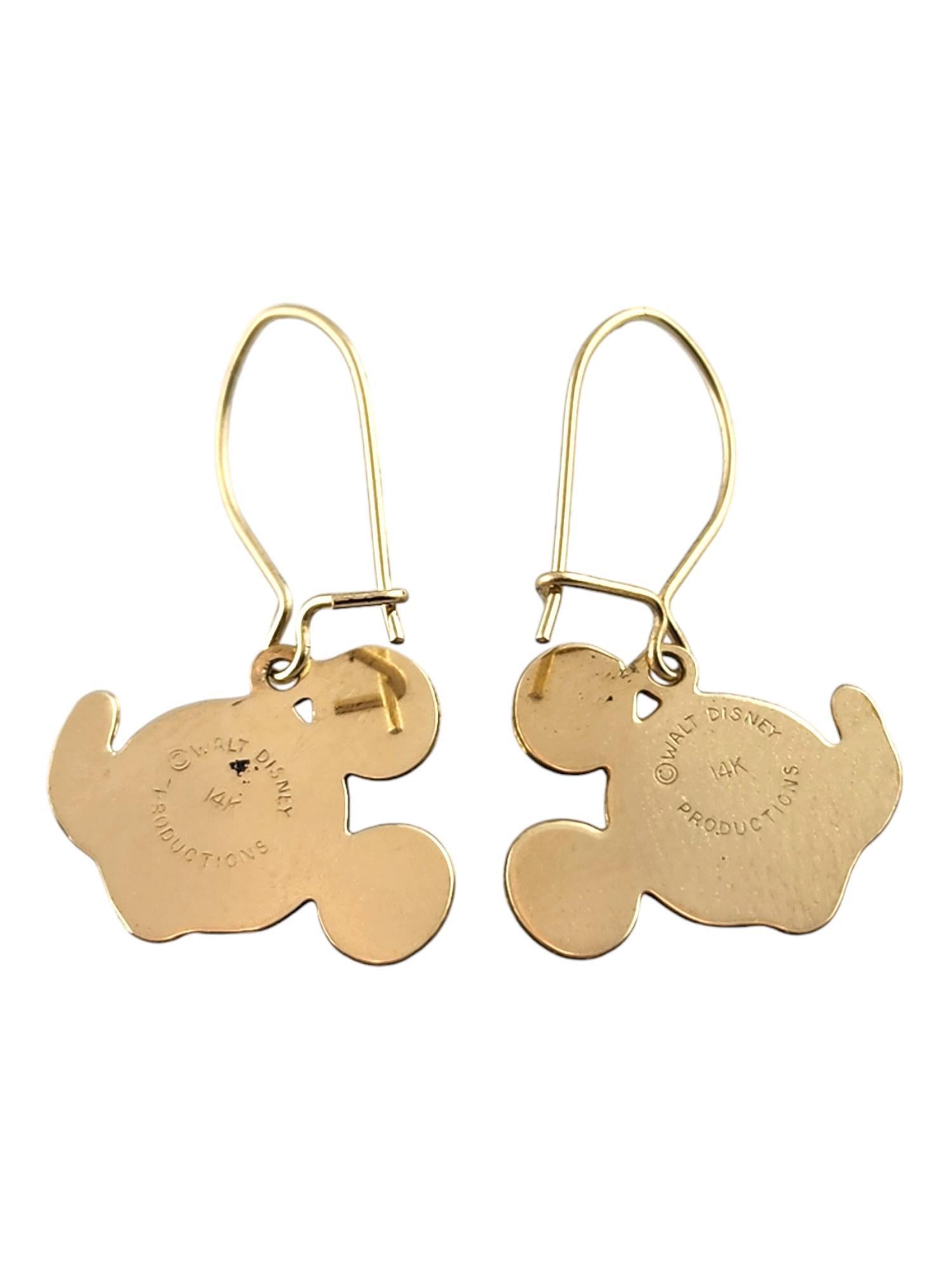 Walt Disney 14 Karat Yellow Gold Mickey Mouse Dangle Earrings #18999 1