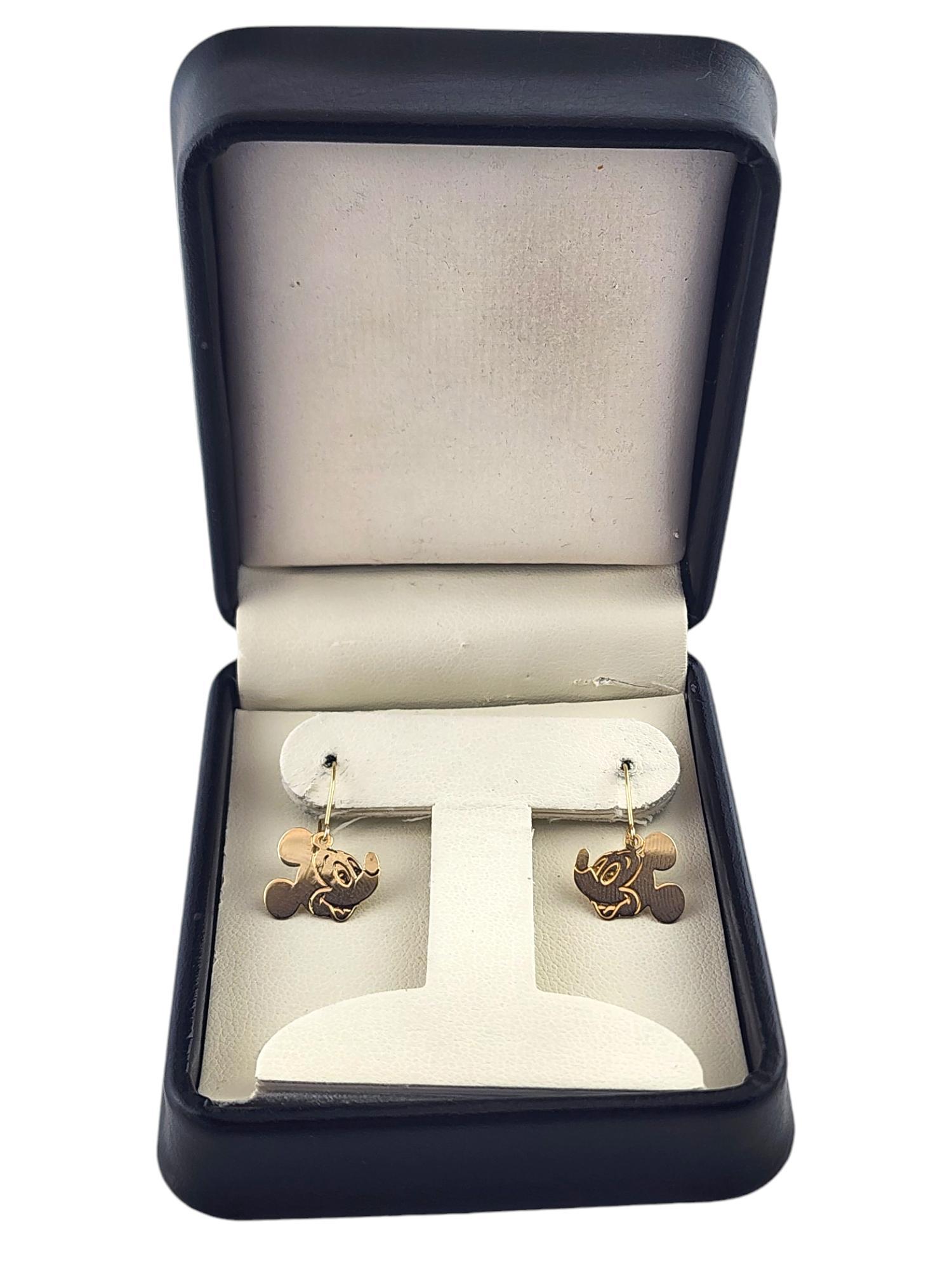 Walt Disney 14 Karat Yellow Gold Mickey Mouse Dangle Earrings #18999 3