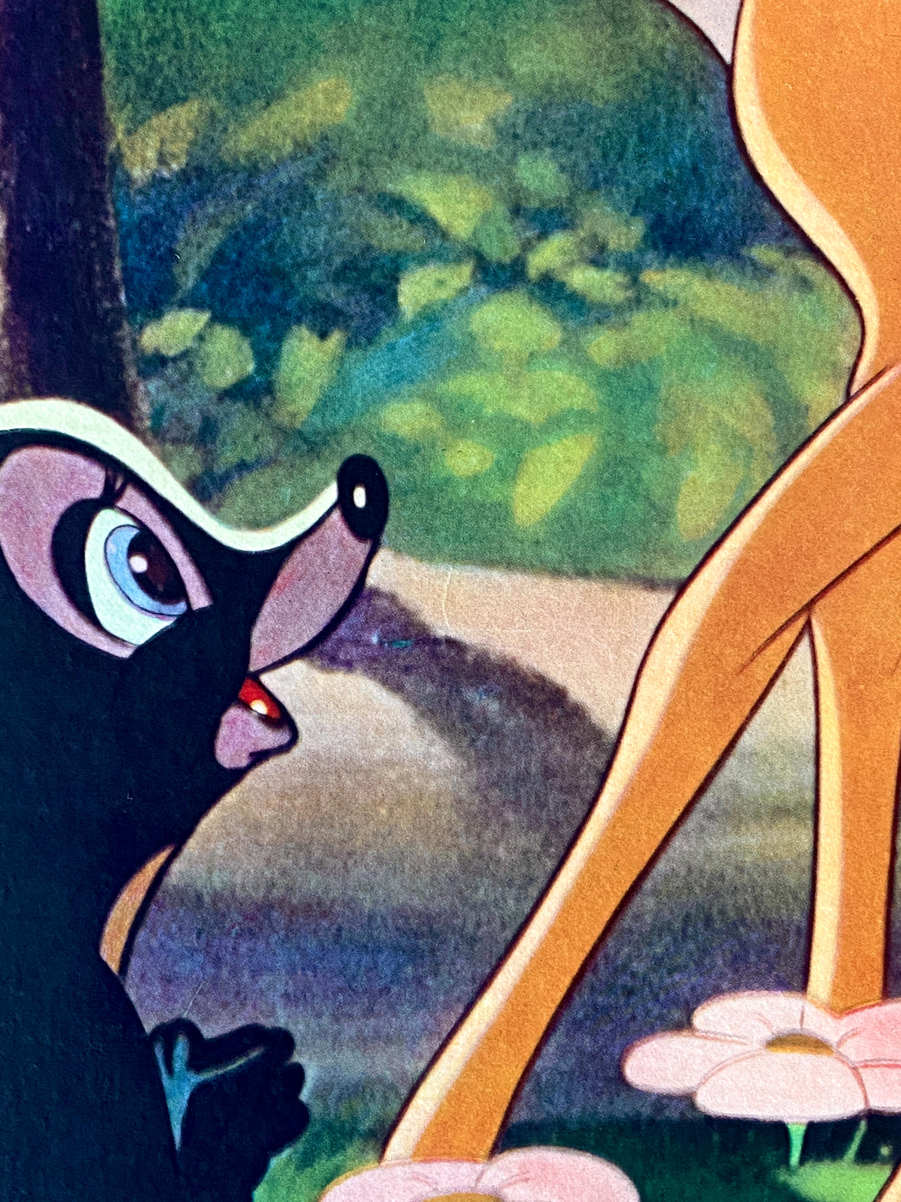 Mid-Century Modern Walt Disney 'Bambi' Original Vintage Movie Poster, Japanese, 1957 For Sale