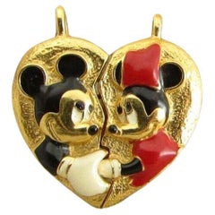 Walt Disney Best Friends Mickey et Minnie Mouse Pendentif cœur en émail