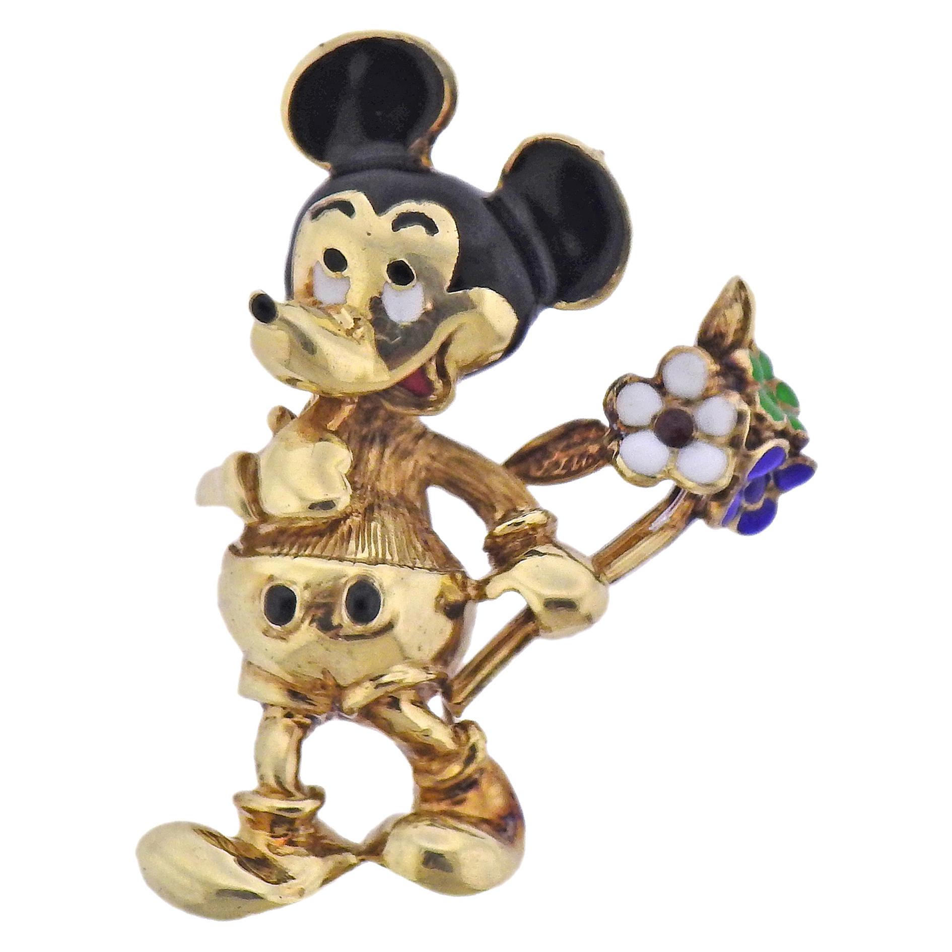 Walt Disney Collectable Enamel Gold Mickey Mouse Brooch