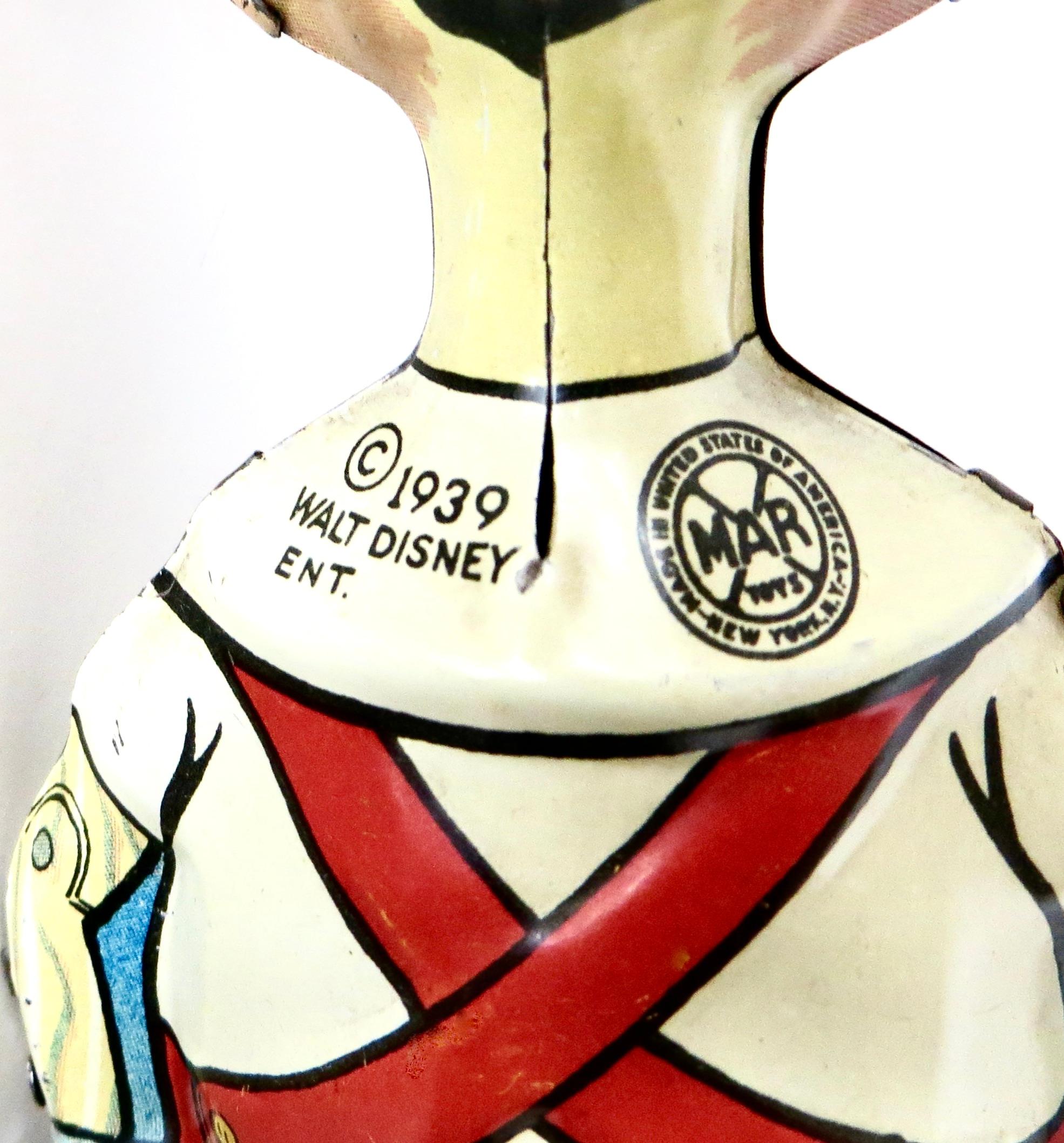 Walt Disney Enterprises „Pinocchio“ Wind-Up-Spielzeug von Marx Toy Co., N.Y. Datiert 1939 im Zustand „Hervorragend“ im Angebot in Incline Village, NV