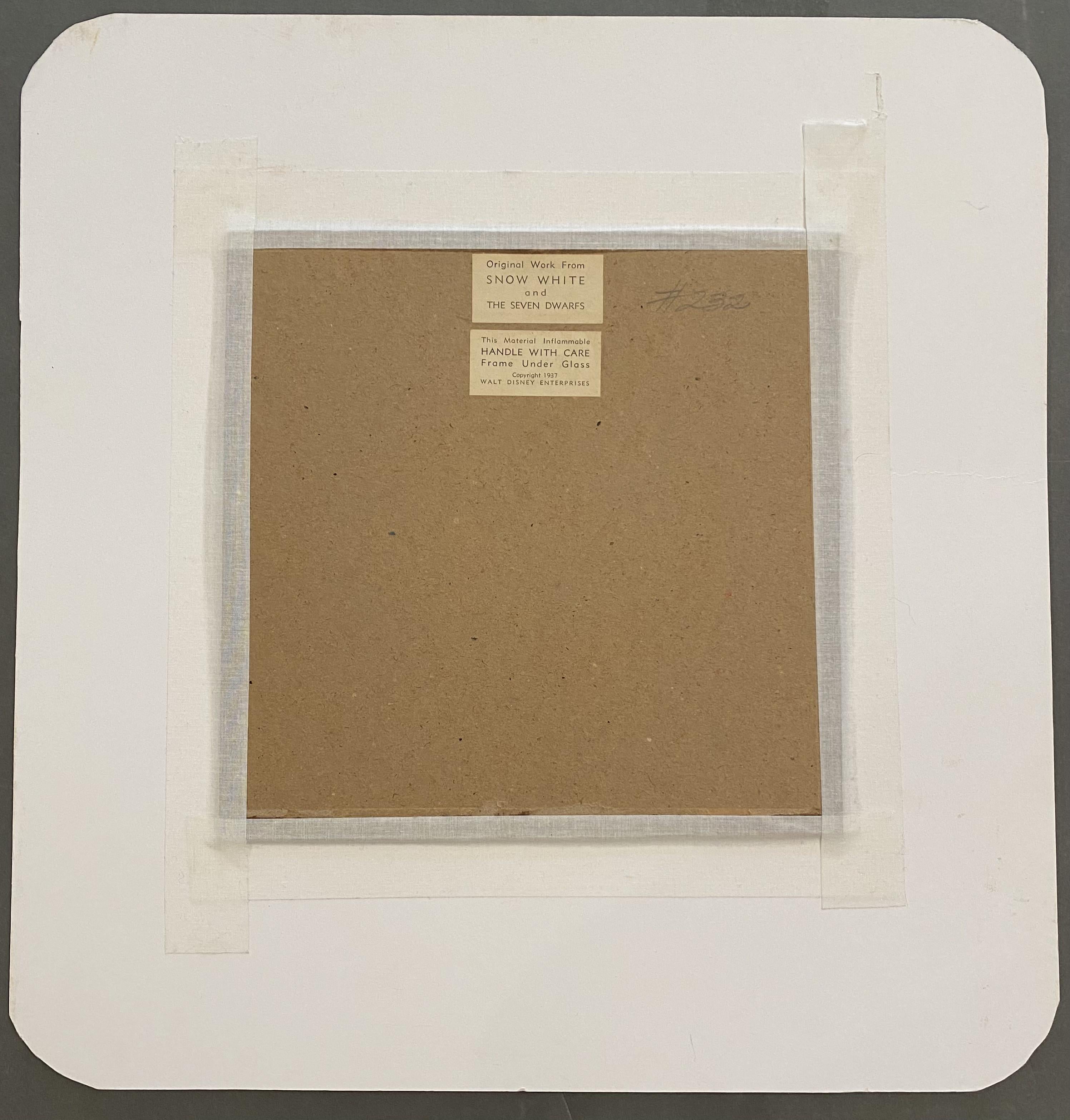 Studio: Walt Disney
Medium: Production cel on Courvoisier background
Film: Snow White and the Seven Dwarfs
Year: 1937
Characters: Doc
Edition: One of a kind
Unframed Size: 4 1/2