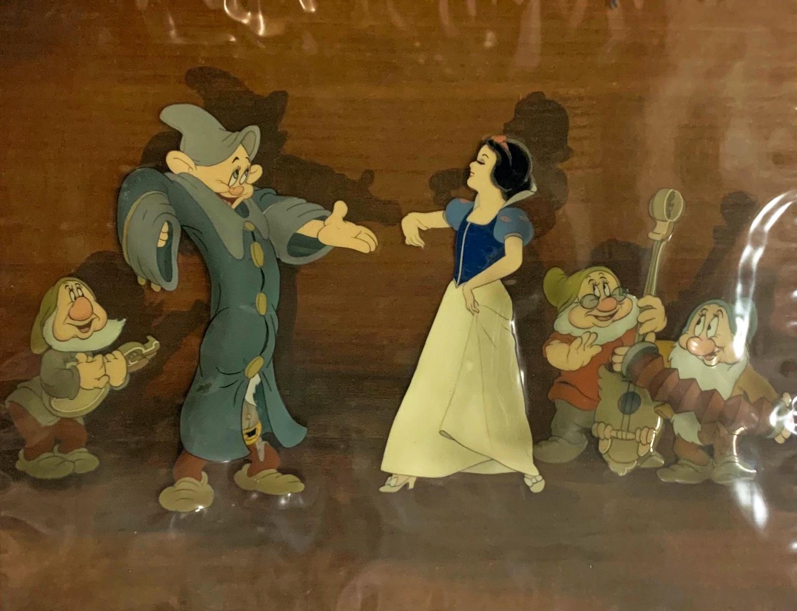 Walt Disney Production Cels Setup on Courvoisier Background from Snow White 1