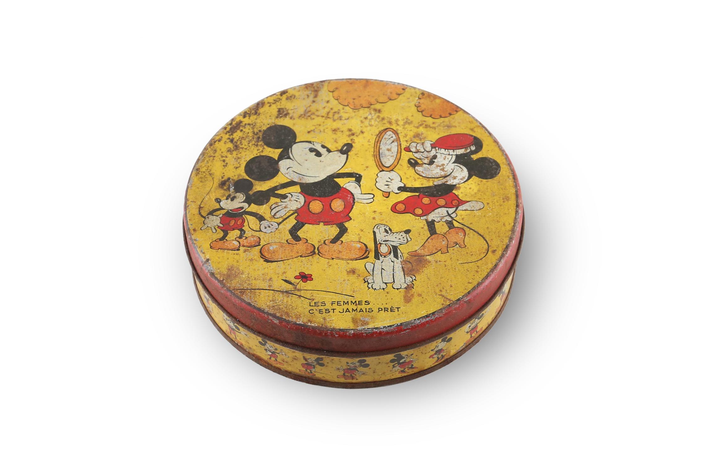 French Walt Disney Tin Box with Mickey Mouse, 1930's