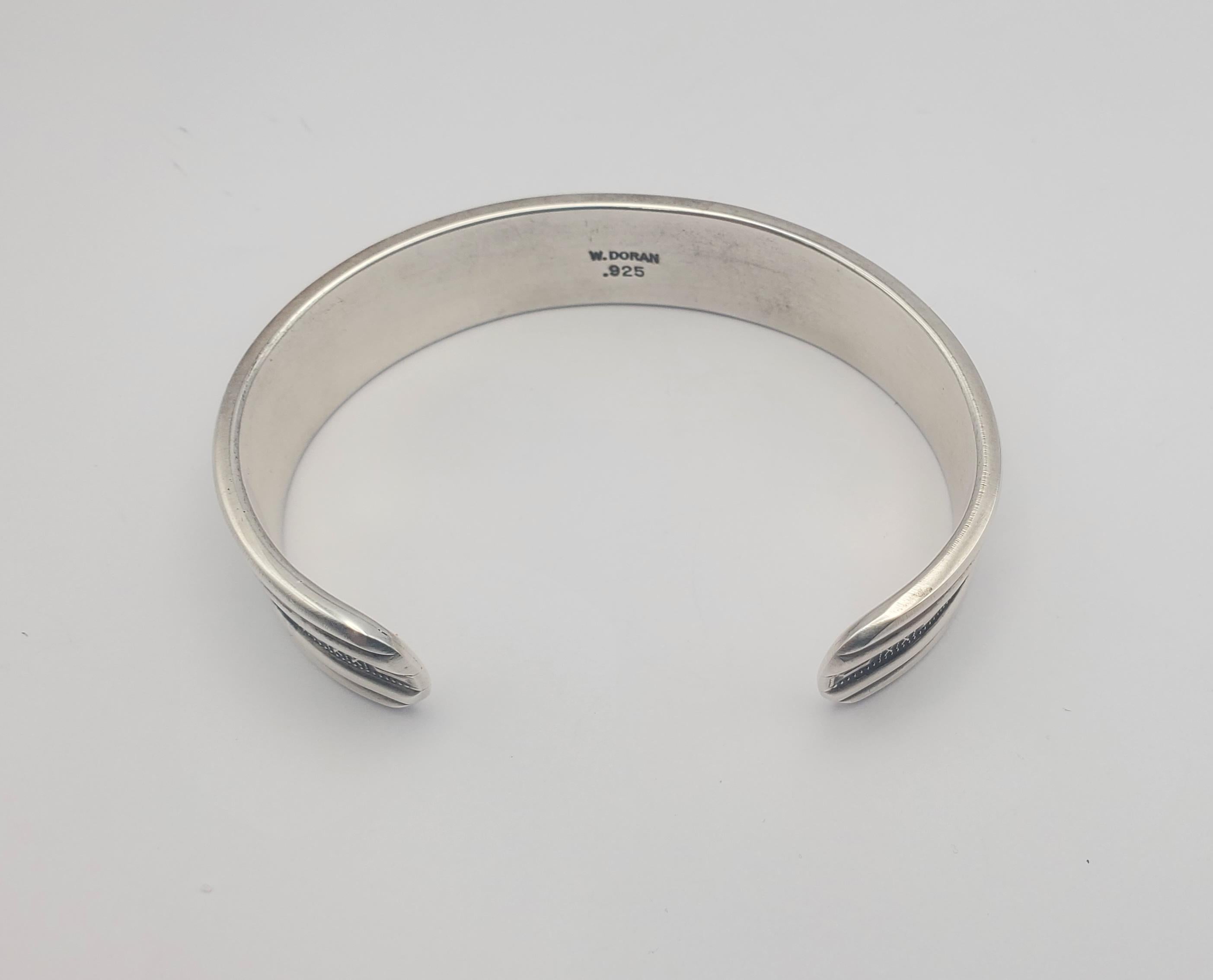 Walt Doran Signed Native American Heavy Sterling Silver Stamped Cuff Bracelet 3