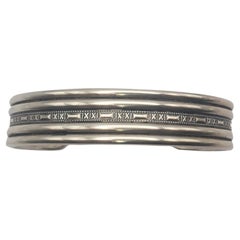 Vintage Walt Doran Signed Native American Heavy Sterling Silver Stamped Cuff Bracelet