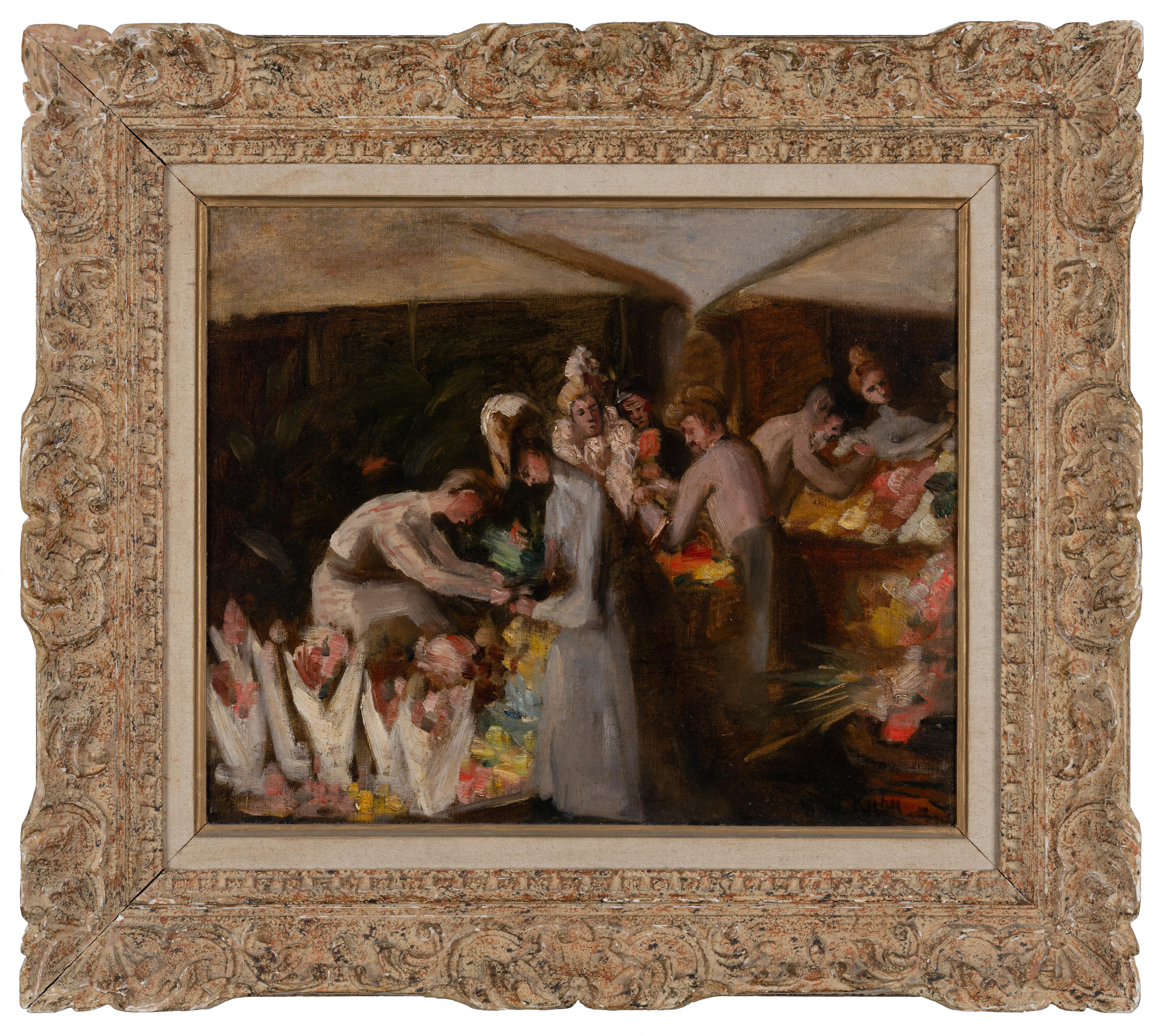 Walt Kuhn Figurative Painting - At the Flower Market