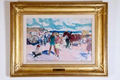 Des chevaux avec des personnes sur la plage  Beach d'Ogunquit par Walt Kuhn