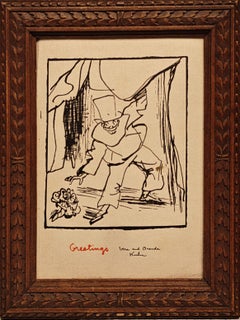 "Biglietto di auguri per la famiglia Kuhn" Walt Kuhn, biglietto di auguri del modernista americano