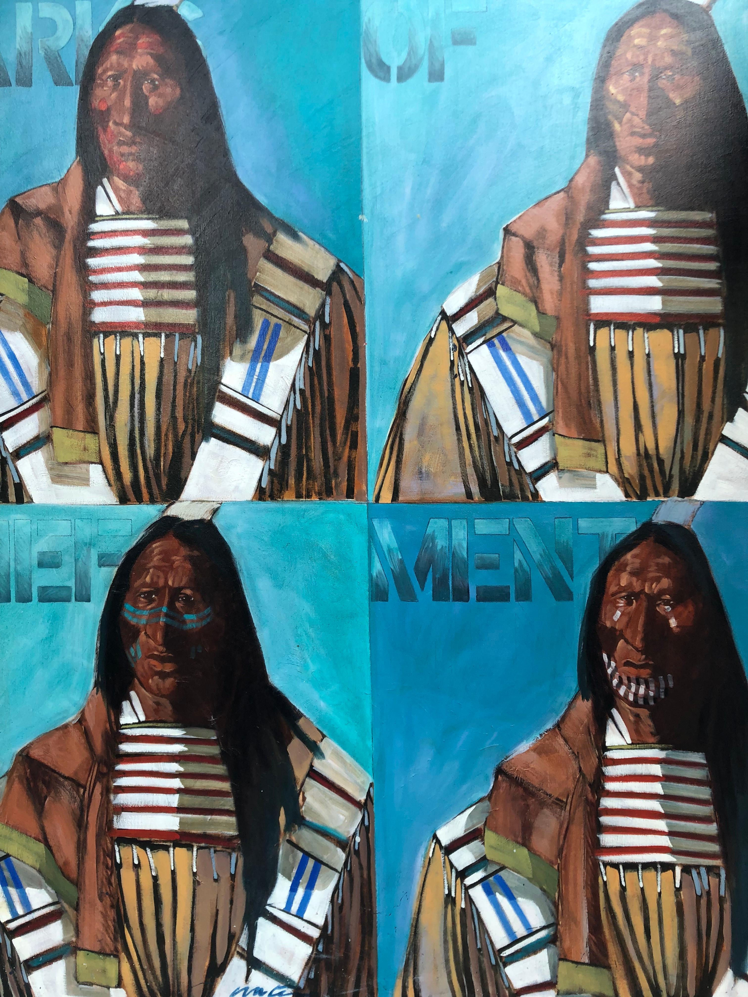 Grande peinture à l'huile « Marks Of A Chief » - Contemporain Painting par Walt Wooten