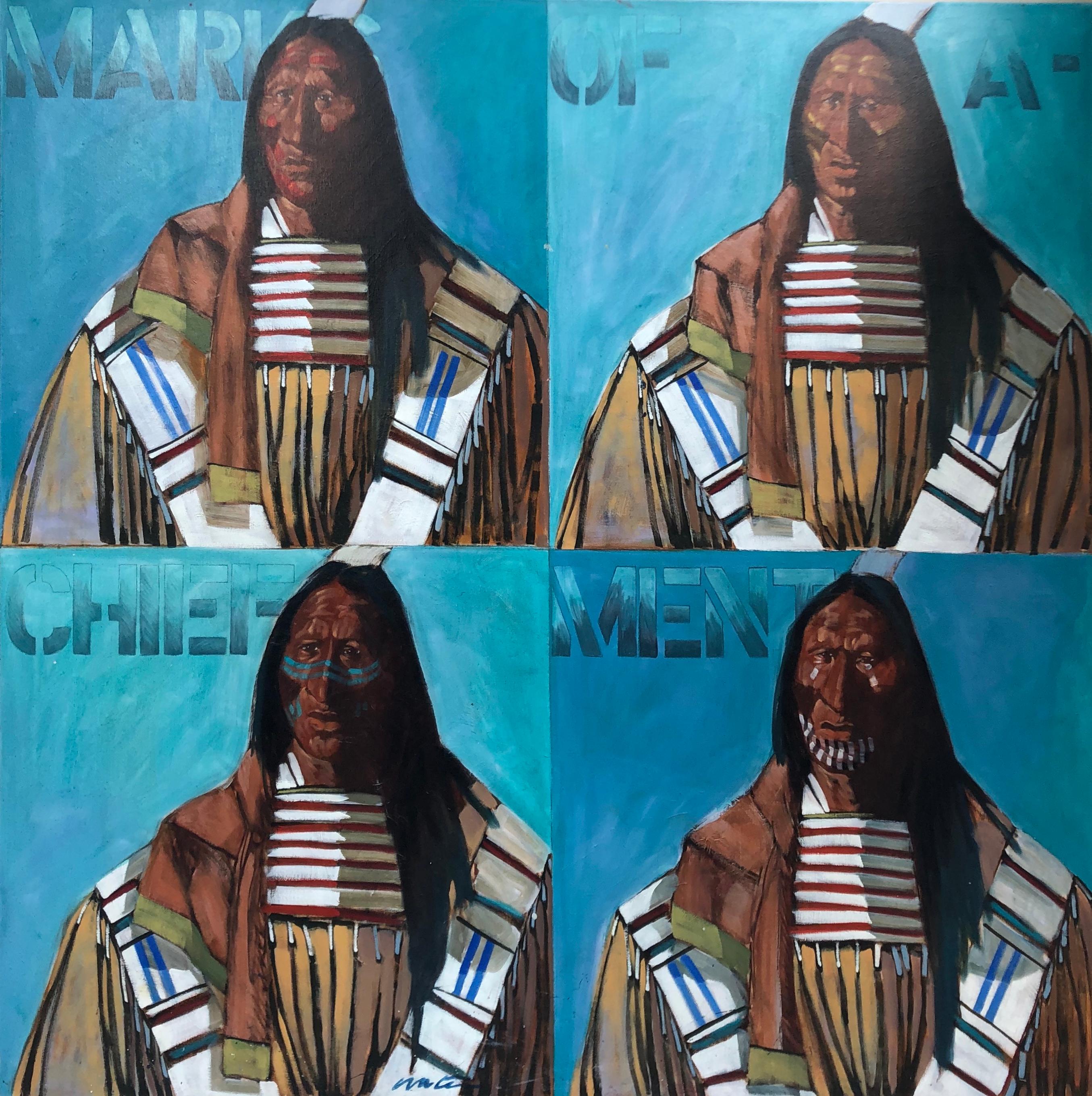 Walt Wooten Figurative Painting - Marks Of A Chief Large Oil Painting