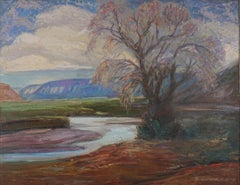 Paisaje del suroeste estadounidense de estilo impresionista de la posguerra: «Taos Splendor», firmado