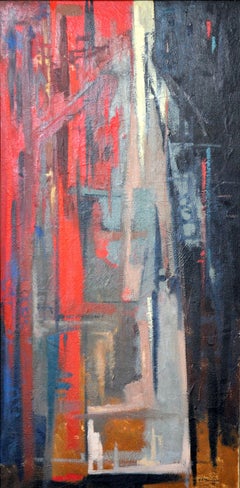 Urban Song, Oil on Board Abstract Painting by Walter Prochownik