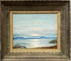 Antique American Impressionist Crashing Surf New England Seascape Oil Painting