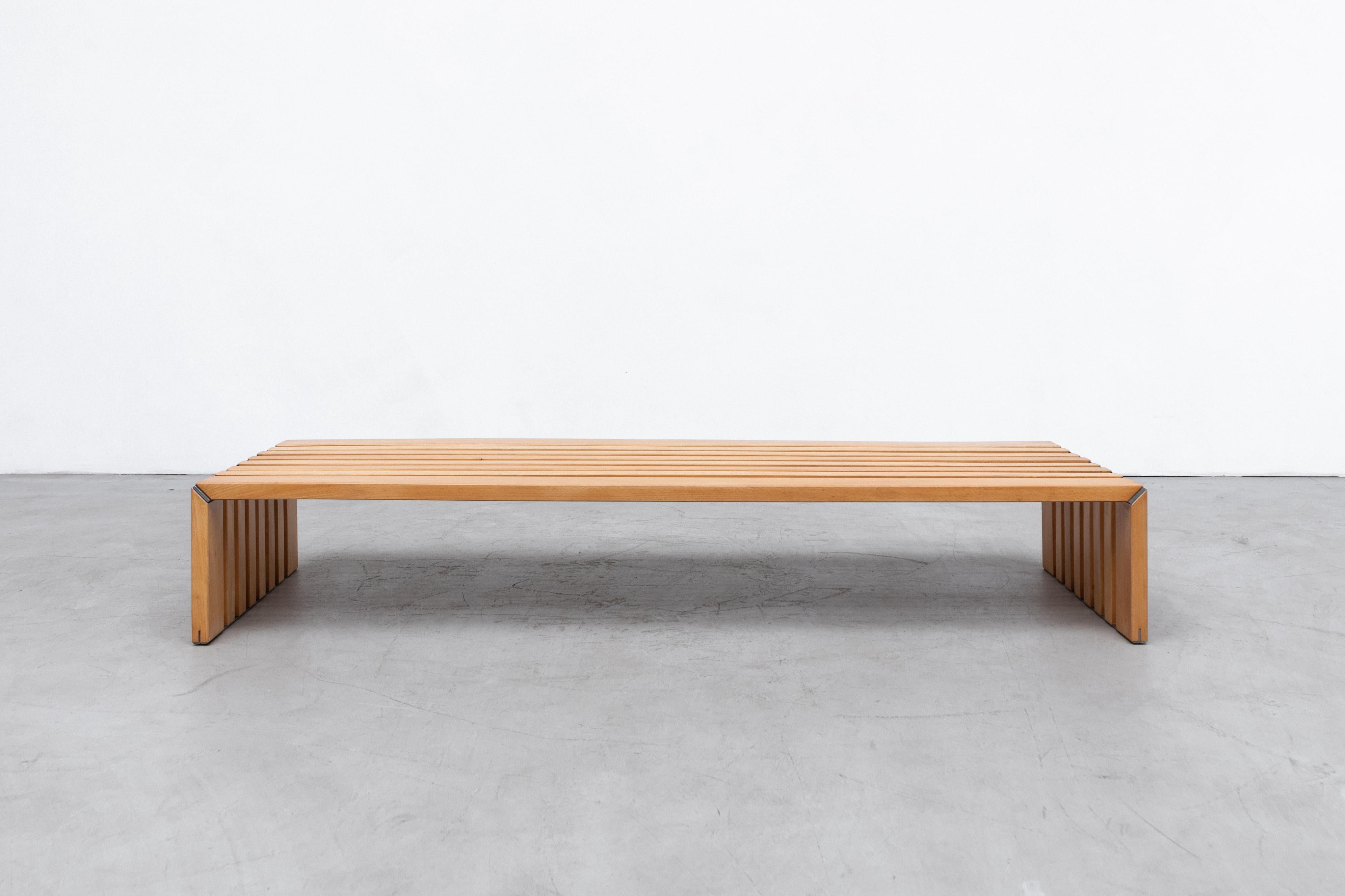 Rare 1970's Walter Antonis natual ash slat bench or low table for arspect. Lightly refinished in otherwise original condition. Another similar bench available in black (LU922424031662), and listed separately.
